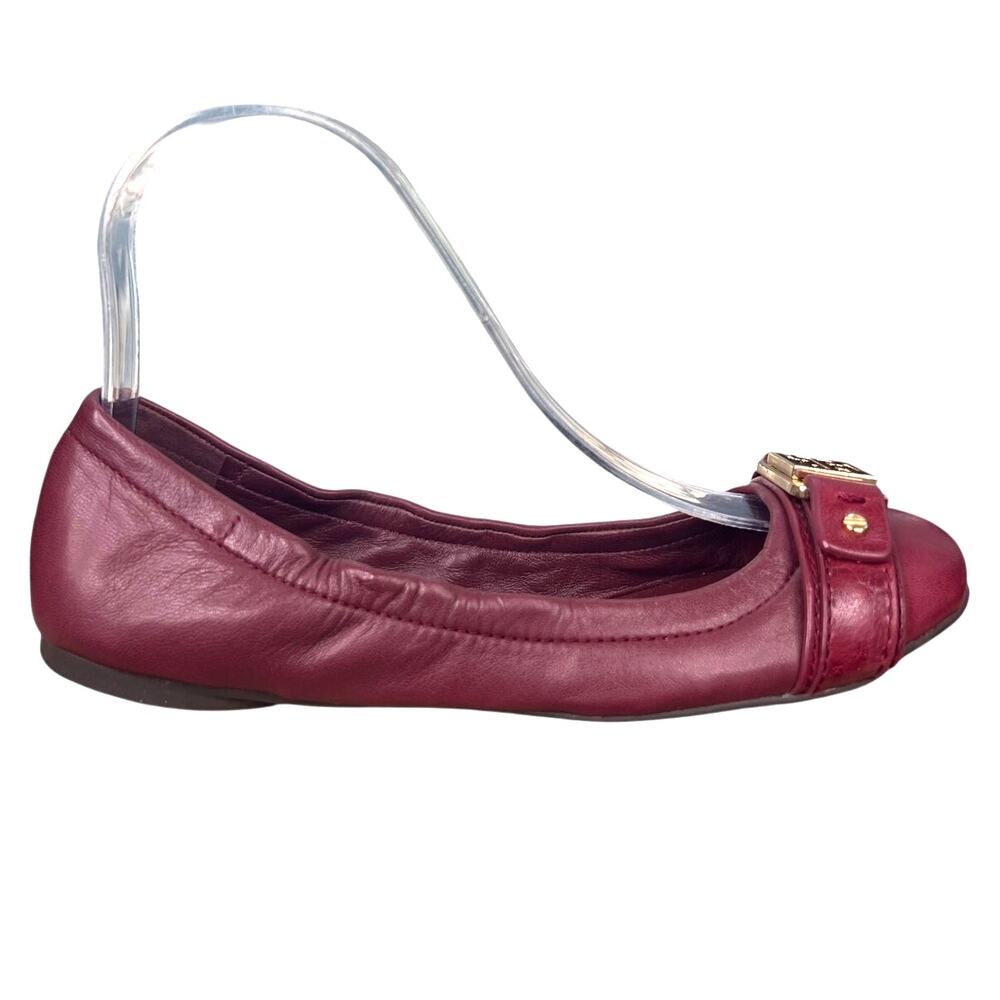 Tory Burch Women’s Aaden  Burgundy Leather Flat Size US 5